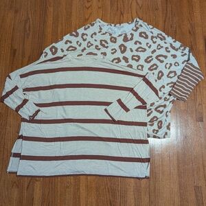 2 Maurices | Striped & Animal Print Tops | 0X